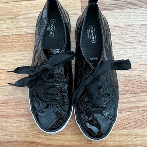 Coach Women's Patent Black Sneakers